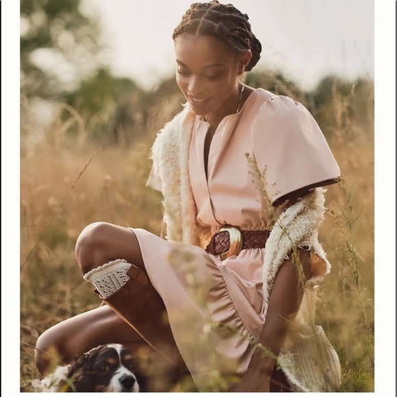 Anthropologie The Somerset Mini Dress faux leather edition blush pink XS - Picture 1 of 13